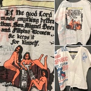 Rare Vintage flour sack naked women printed beer shirt